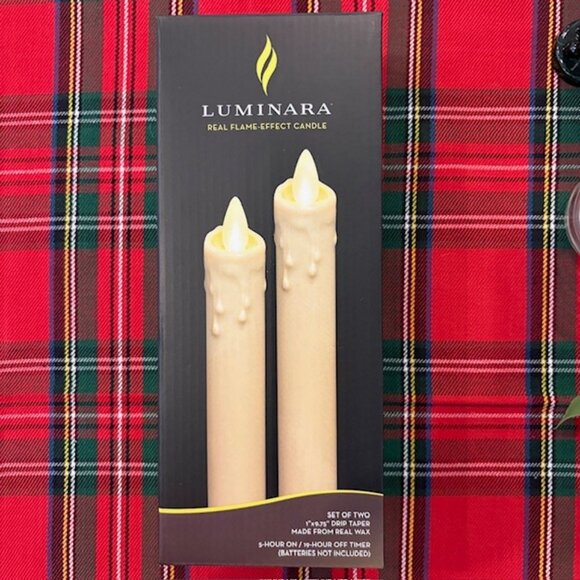 Luminara 9.75" Drip Taper Real Flame Set of 6 Ivory Candles - Picture 2 of 5